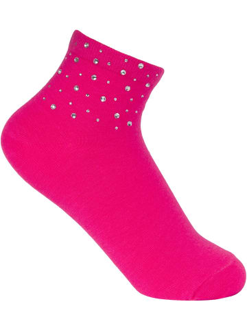 styleBREAKER Söckchen mit Strass in Pink