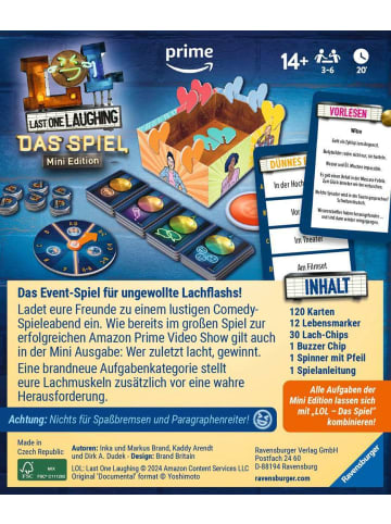 Ravensburger Ravensburger Partyspiel Last One Laughing - Das Spiel - Mini Edition in bunt