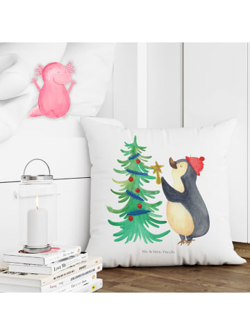 Mr. & Mrs. Panda Zierkissen Pinguin Weihnachtsbaum ohne Spruch in Weiß