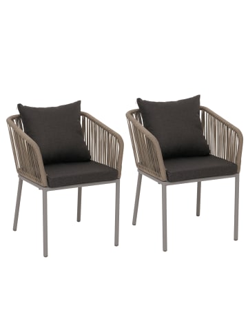 MCW 2x Gartenstuhl N41, Grau, Kissen dunkelgrau