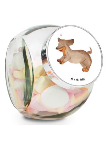 Mr. & Mrs. Panda Bonbonglas Hund Dackel ohne Spruch in Weiß