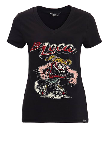 Queen Kerosin Queen Kerosin QUEEN KEROSIN T-Shirt mit detailreichem Frontprint La Loca in schwarz