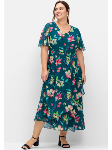 sheego Chiffonkleid in dunkelpetrol-gemustert