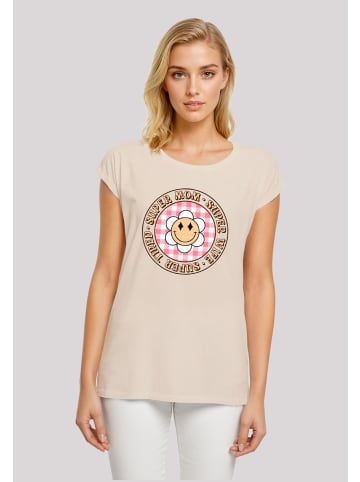 F4NT4STIC T-Shirt Muttertag super müde Mama Retro Blumen in Whitesand