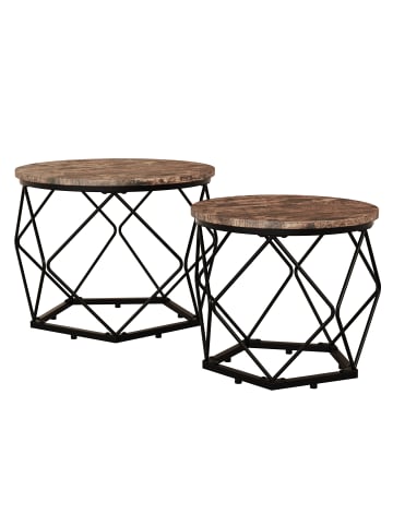 VCM  2er Set Beistelltisch Sofatisch Helaro M in Eiche Vintage