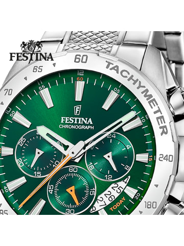 Festina Chronograph-Armbanduhr Festina Timeless Chronograph silber groß (ca. 45mm)