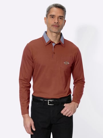 Sieh an! Langarm-Poloshirt in rotbraun