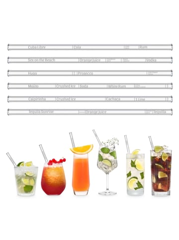 HÅLM Cocktail Rezepte 3.0 Glasstrohhalme mit gravierten Maßen für perfektes Mixen