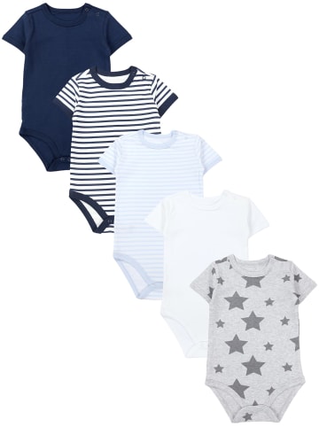 TupTam Jungen Baby Body Kurzarm 5er Pack in grau/weiß