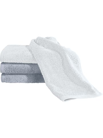 Erwin Müller Frottier Gästetuch 4er-Pack Bühl in weiß/silber