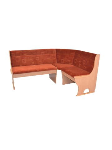 möbel-direkt Eckbank 125x165 cm Truheneckbank in Buche-Nachbildung/rot