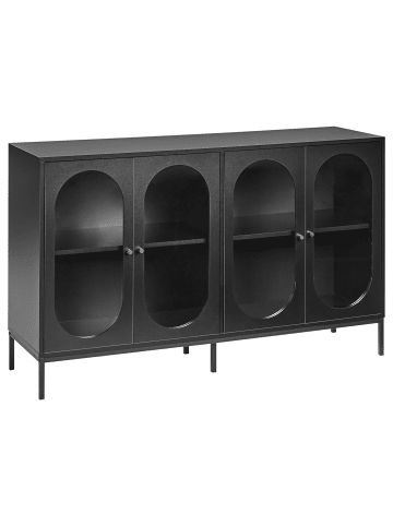 Beliani Vitrine LANGFORD in Schwarz - (W) 137 x (H) 83 x (L) 40 cm