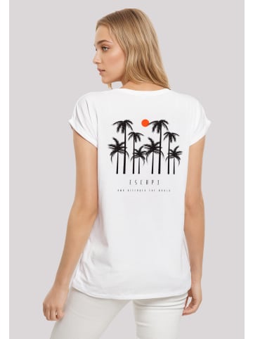 F4NT4STIC Extended Shoulder T-Shirt Escape Discover the World Palm Trees in weiß