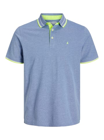 Jack & Jones Polo Shirt JJEPAULOS Sommer Hemd Kragen Pique Cotton in Blau-4