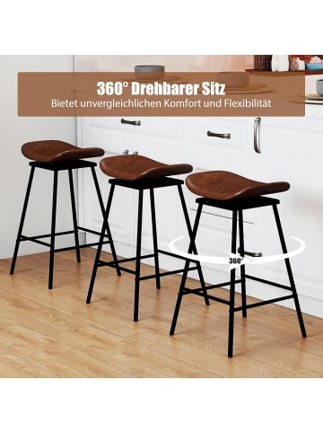 COSTWAY Barhocker 2er Set in Braun