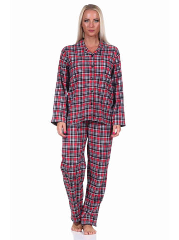 NORMANN langarm Flanell Schlafanzug Pyjama Set kariert - 70880 in rot