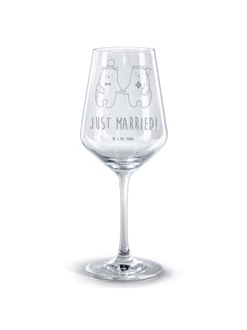 Mr. & Mrs. Panda Glas Rotwein Bär Heirat mit Spruch in Transparent