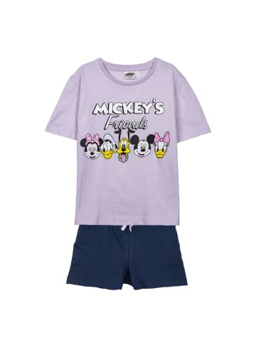 Disney Minnie Mouse 2tlg. Outfit T-Shirt & Shorts Disney Minnie Mouse in Lila-Dunkelblau