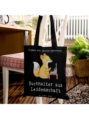 Mr. & Mrs. Panda Jutebeutel Buchhalter Leidenschaft mit Spruch in Schwarz