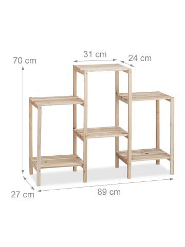 relaxdays Pflanzenregal in Natur - (B)89 x (H)70 x (T)27 cm