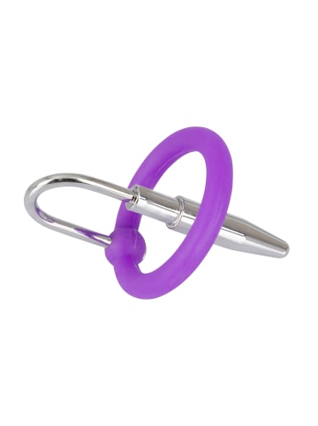 Penisplug Dilator with a silicone glans ring in lila