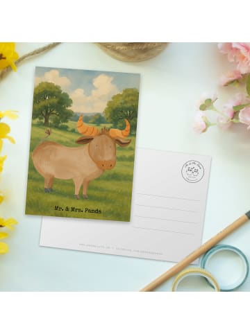 Mr. & Mrs. Panda Ansichtskarte Sternzeichen Stier Design ohne Sp... in Weiß