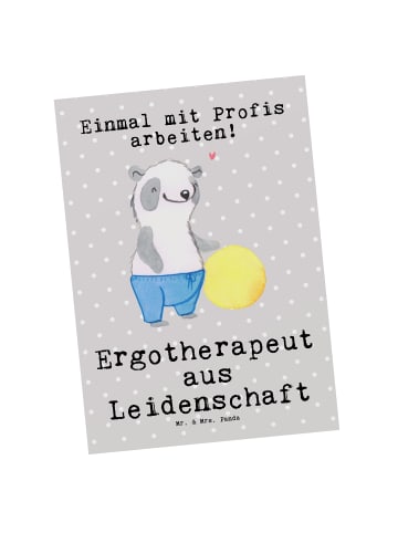 Mr. & Mrs. Panda Bildkarte Ergotherapeut Leidenschaft mit Spruch in Grau Pastell