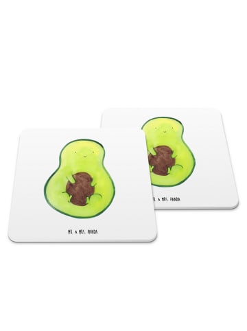 Mr. & Mrs. Panda Glasuntersetzer Avocado Kern ohne Spruch in Weiß