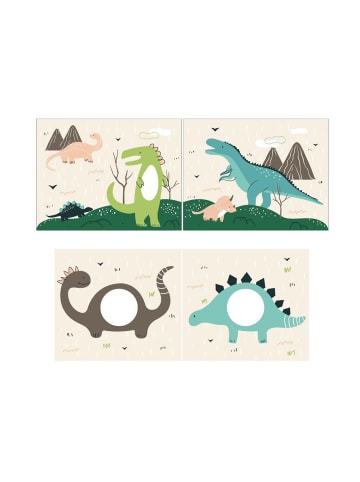 58 aufm Kessel KINDERBETT Karolina 210x114x106 Massivholz Weiß Textilset Dino