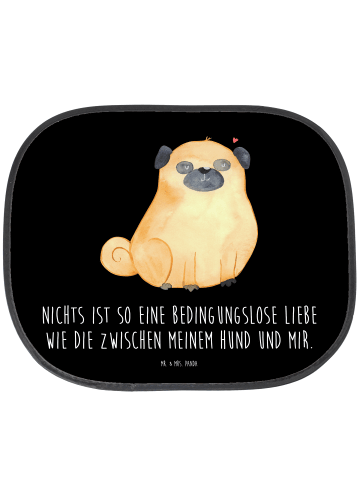 Mr. & Mrs. Panda Sonnenschutz Auto Mops mit Spruch in Schwarz