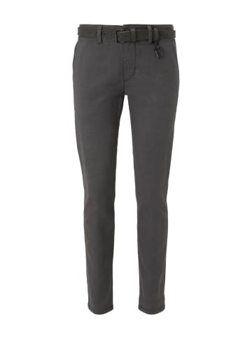 TOM TAILOR Denim Stoffhose / Chino Chinohose mit Gürtel regular/straight in Grau