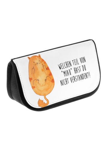 Mr. & Mrs. Panda Kulturtäschchen Katze Mittelfinger mit Spruch in Weiß