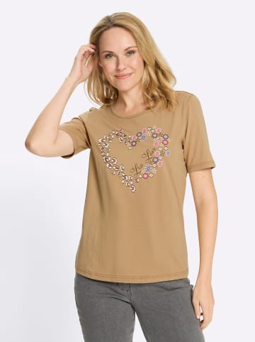 Sieh an! Rundhals-Shirt in camel-braun-bedruckt