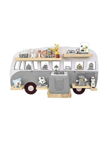 relaxdays Toniebox Regal "Bus" in Grau - (B)62 x (H)32 x (T)13 cm