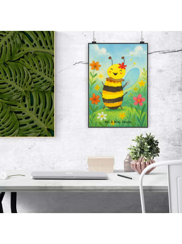 Mr. & Mrs. Panda Poster Biene Happy Design ohne Spruch in Weiß