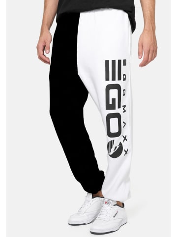 EGOMAXX Jogging Hose Baggy Sweat Pants lockere Tunnelzug in Weiß-Schwarz