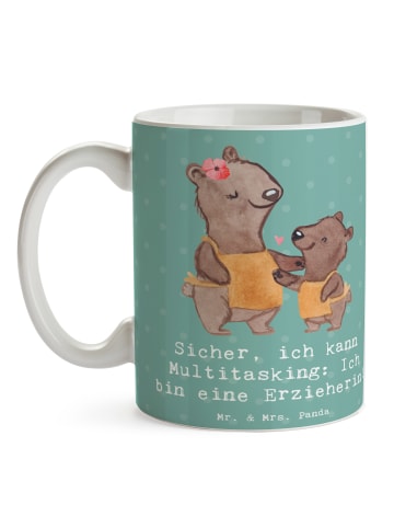 Mr. & Mrs. Panda Keramiktasse Erzieherin Multitasking mit Spruch in Meeresbrise