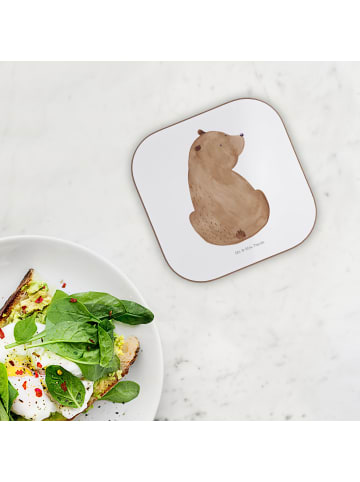 Mr. & Mrs. Panda Glasuntersetzer Bär Schulterblick ohne Spruch in Weiß