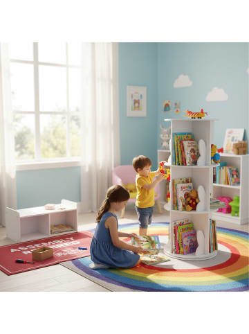 relaxdays Kinderbücherregal in Weiß - (H)97 x Ø 40 cm