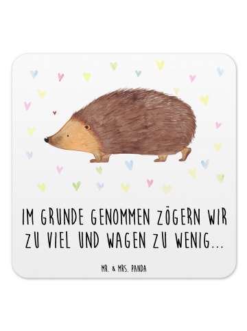 Mr. & Mrs. Panda Glasuntersetzer Igel Herzen mit Spruch in Weiß
