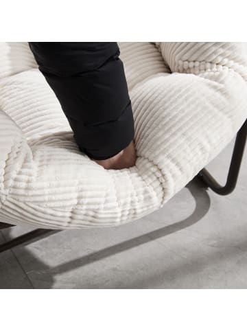 ABRIHOME Rattan Schaukelstuhl in Mattweiß mit gepolstertem Kissen für Garten Terrasse