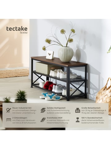 tectake Schuhregal Blackpool 101 x 30,5 x 45,5 cm, Industrial Holz dunkel, rustikal