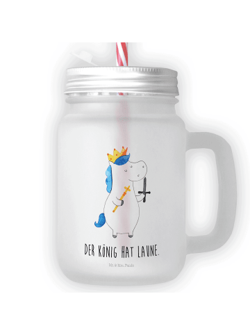 Mr. & Mrs. Panda Glas Einhorn König mit Schwert mit Spruch in Transparent