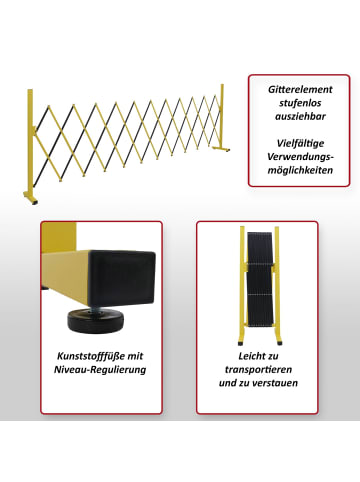 MCW Alu Absperrgitter B34 103x35-300cm, Gelb-schwarz