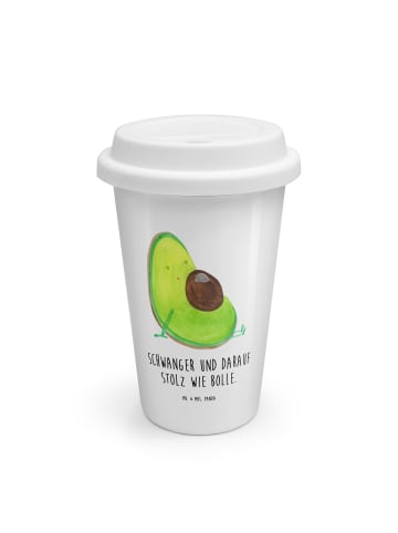 Mr. & Mrs. Panda To Go Becher Avocado Schwangerschaft mit Spruch in Weiß