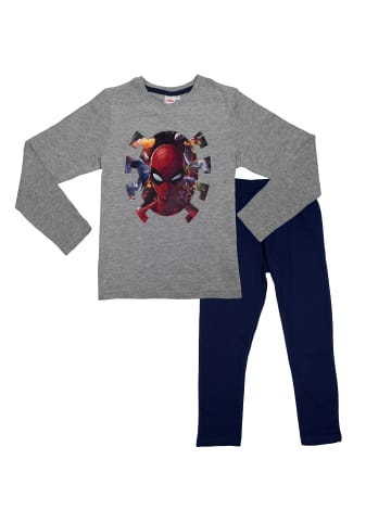 Spiderman Marvel Spiderman Schlafanzug  Langarm in blau/grau