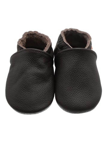 Yalion Baby Krabbelschuhe aus Leder mit rutschfester Sohle – Dunkelbraun