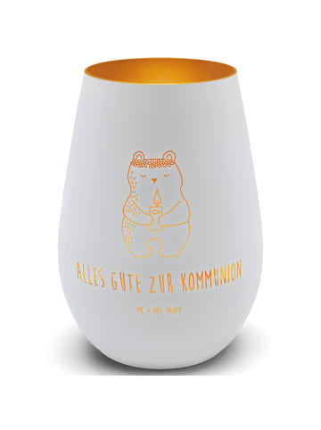 Mr. & Mrs. Panda Kerzenhalter Bär Kommunion mit Spruch in Weiß