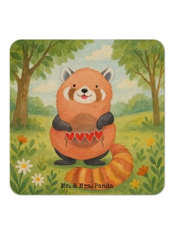 Mr. & Mrs. Panda Tischuntersetzer Roter Panda Design ohne Spruch in Weiß
