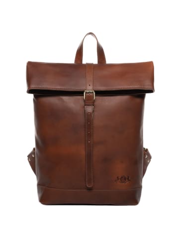 SID & VAIN Leder-Rucksack echt Leder Rucksack 15 Zoll Laptop Fach chestnut in braun